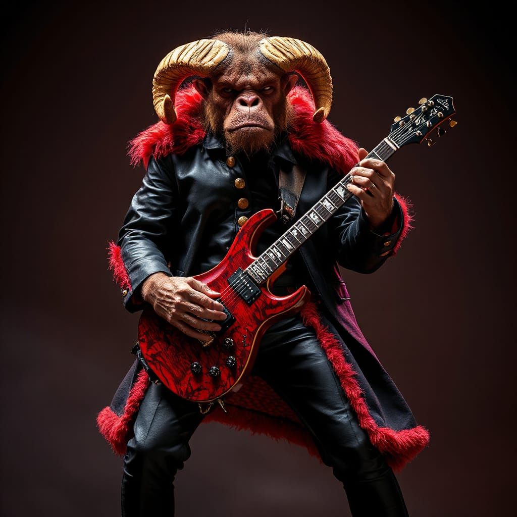 Giant Hairy Humanoid Plays Electric Guitar in Dark Fantasy S...