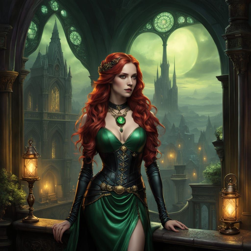 Mysterious Red-Haired Sorceress Unveils Supernatural Powers