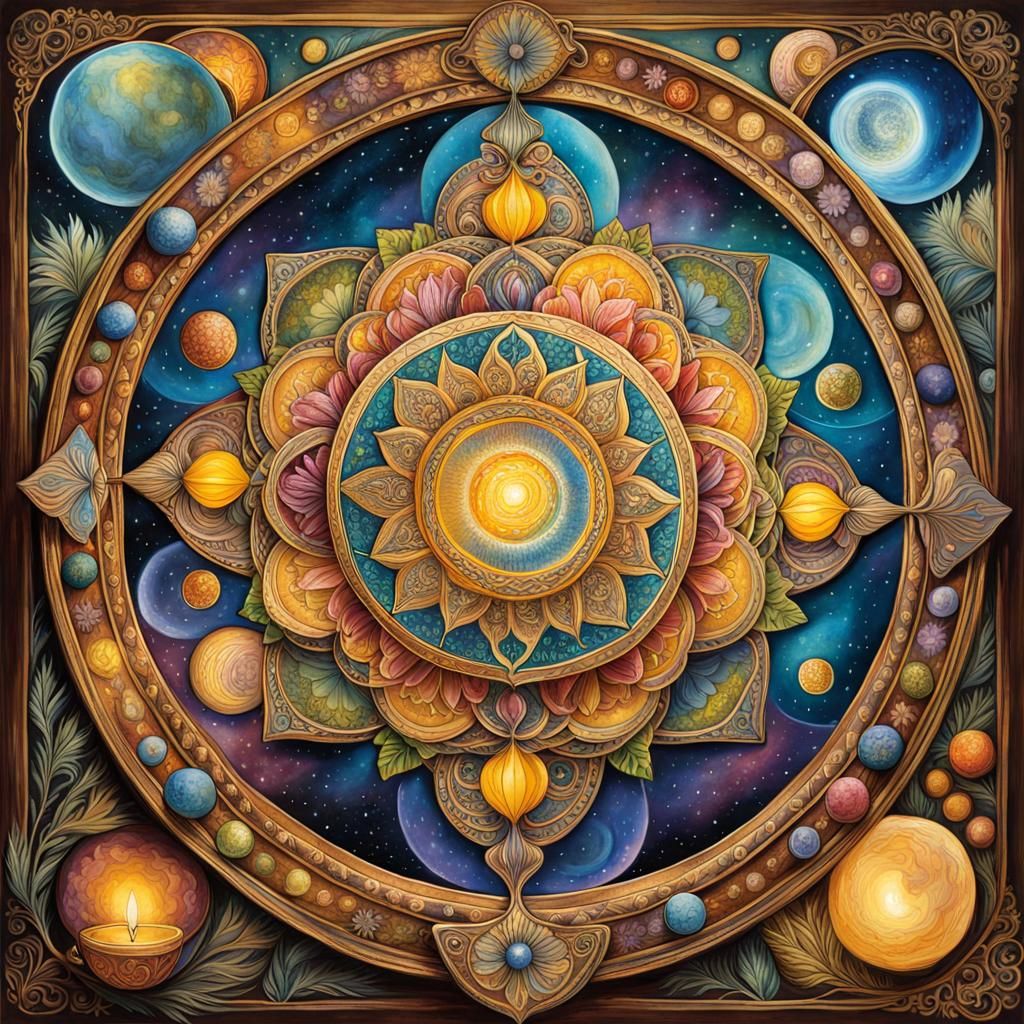 Bohemian Tarot Card in Detailed Ink Painting Style