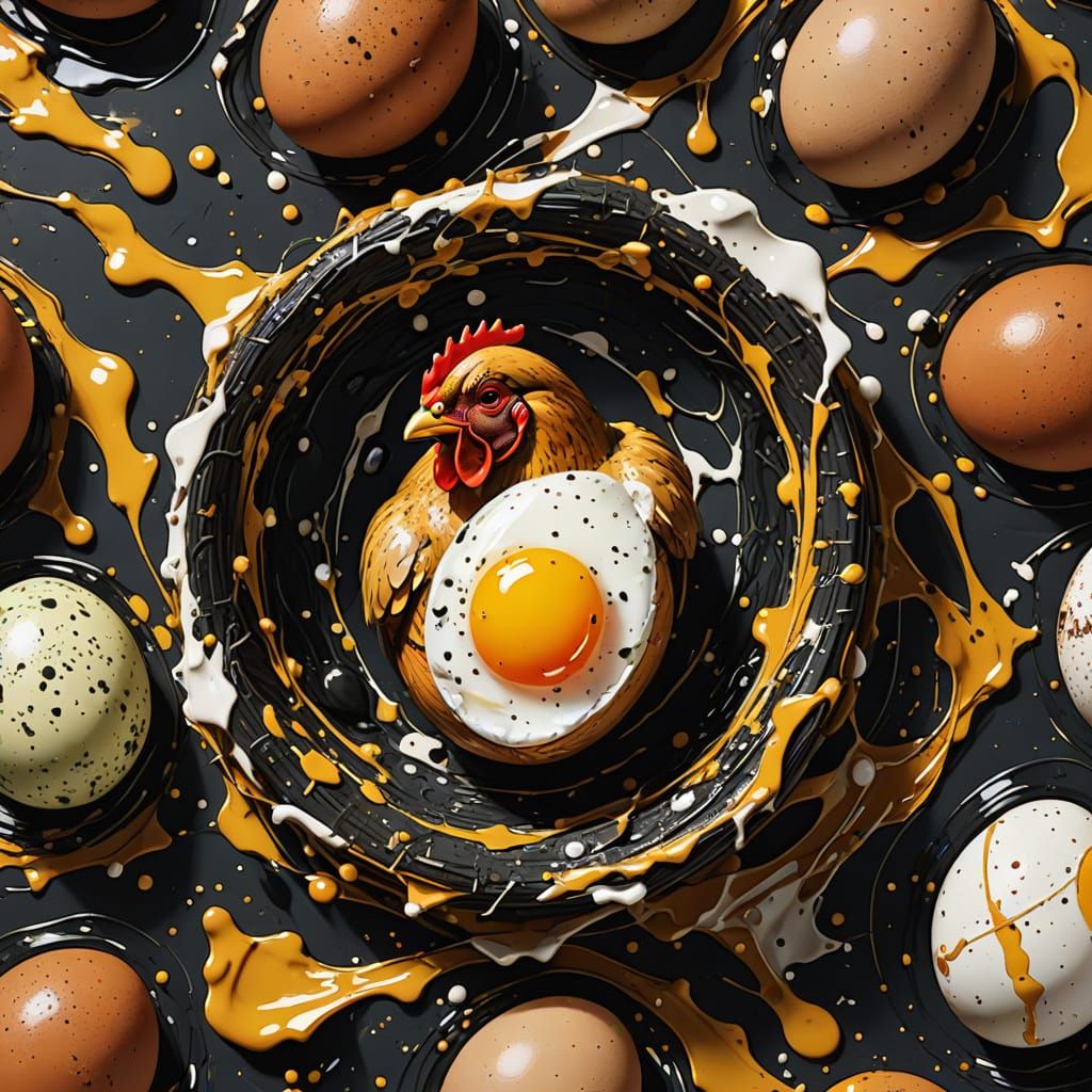 Surreal Jackson Pollock Painting Depicts Cosmic Egg and Chic...