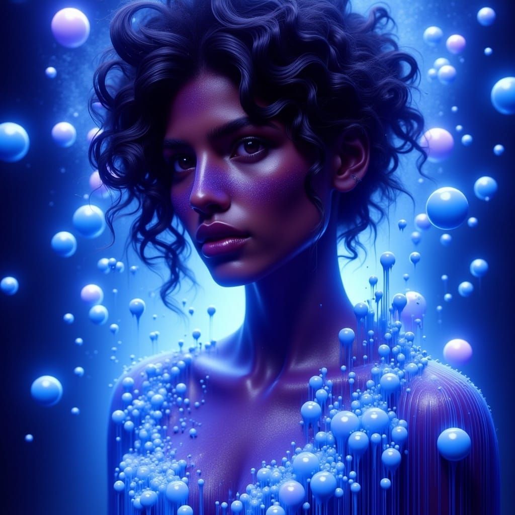 Ethereal Latino Woman in Surreal Digital Painting