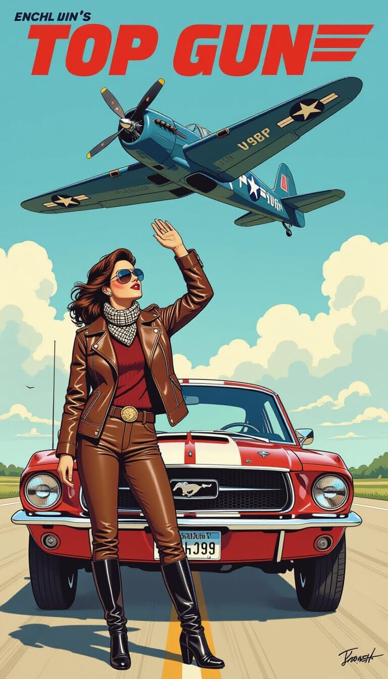 Brunette Pilot and Corsair in 1970s Comic Art