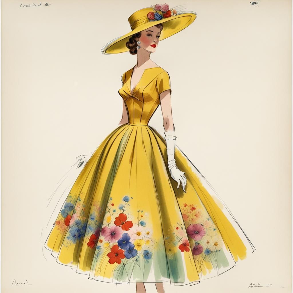 Haute Couture Dress Sketch 'Seville', 1955