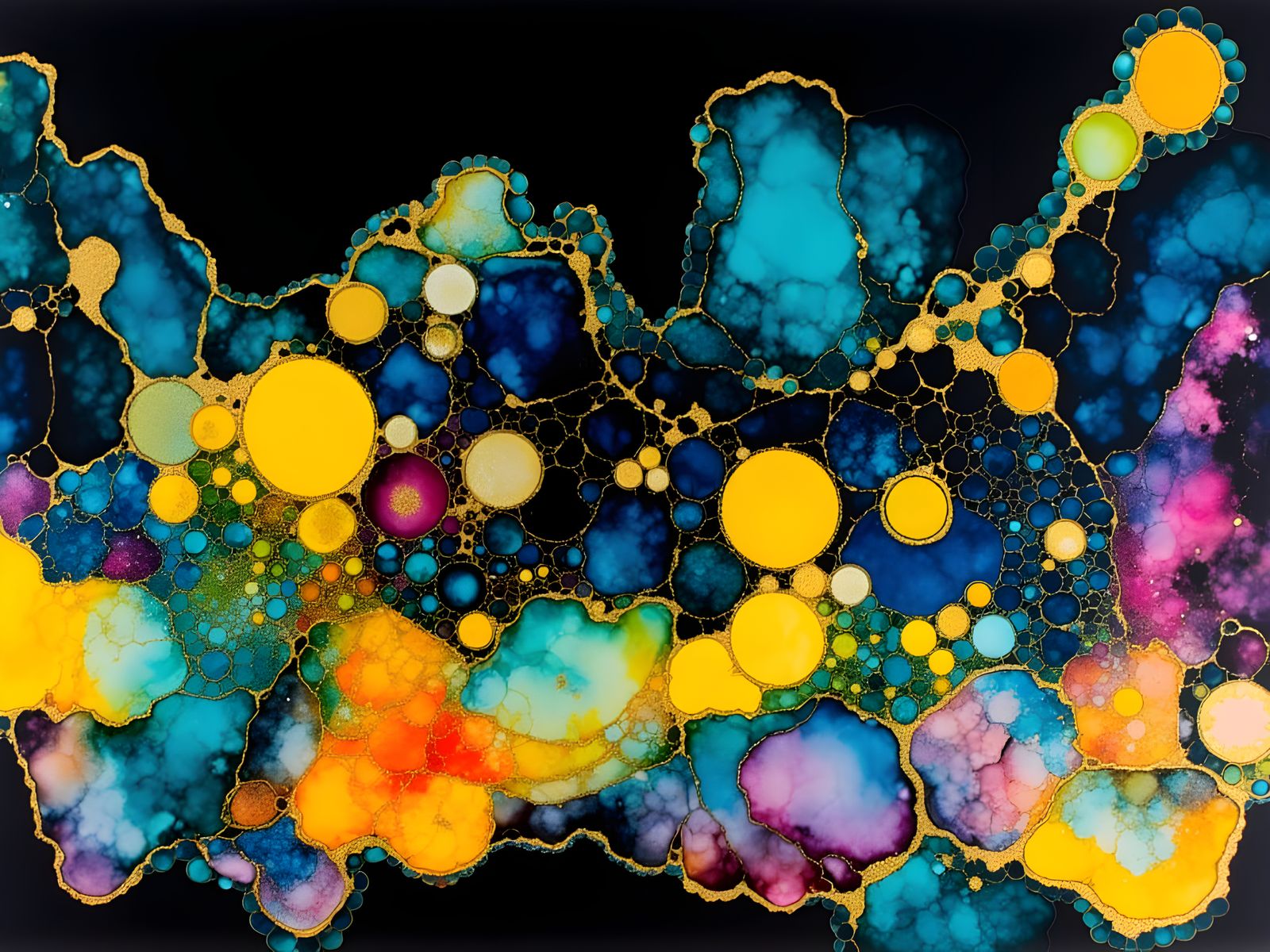 Vibrant Alcohol Ink Swirls with Wild Brushstrokes