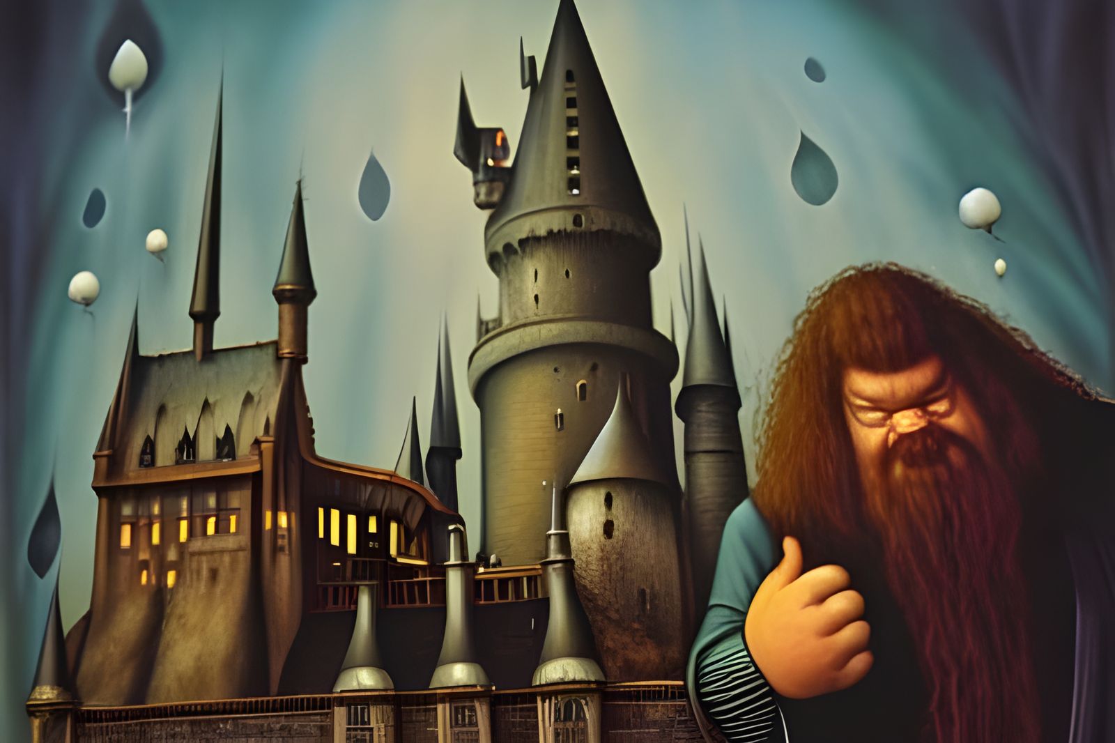 Hagrid at Hogwarts: A Fantastical Art Piece