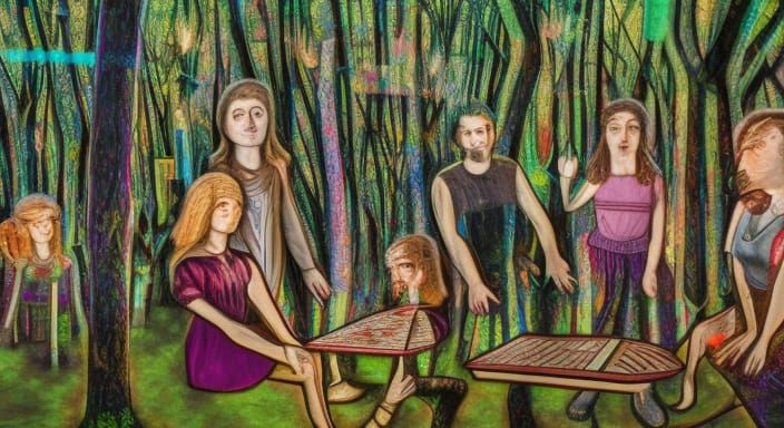 Hamlet Counseling Players in Glass Forest, Cosmic Illustrati...