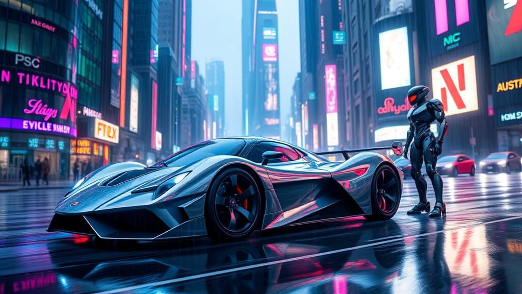 Supercar in a Futuristic world