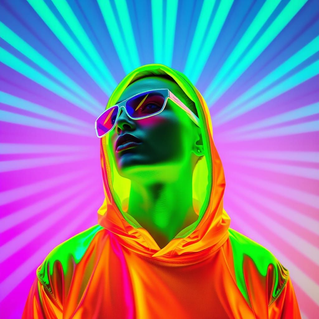 Glowing Neon Form Radiates under Blacklight