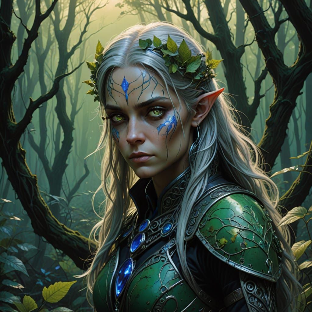 Mystical Wood Elf in Twilight Forest