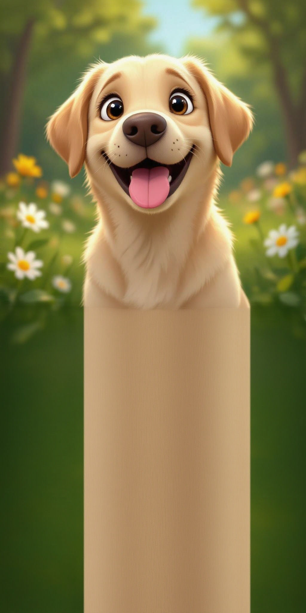 Cheerful Labrador Puppy in Vibrant 3D Cartoon Style