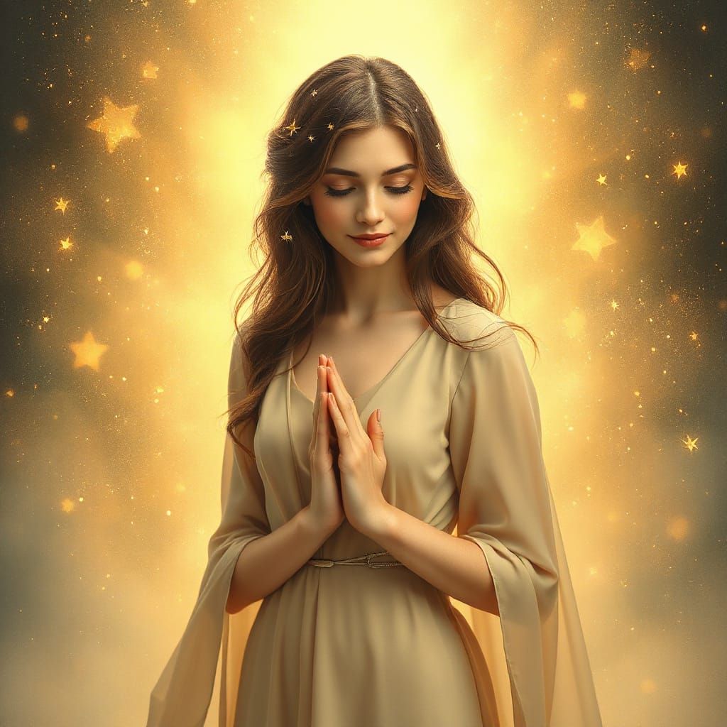 Woman in Ethereal Beauty, Inspired by Art Nouveau and Symbol...