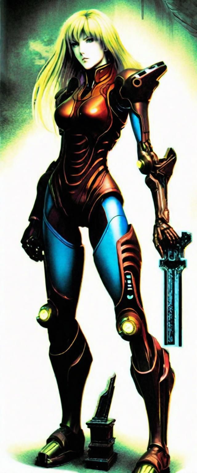 Samus Aran as Castlevania Character in Cyberpunk Style