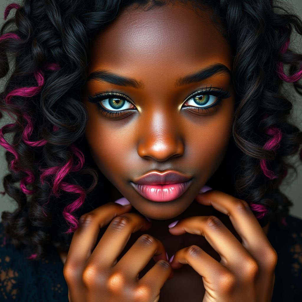 Elegant Portrait of a Young Woman with Pink Hair