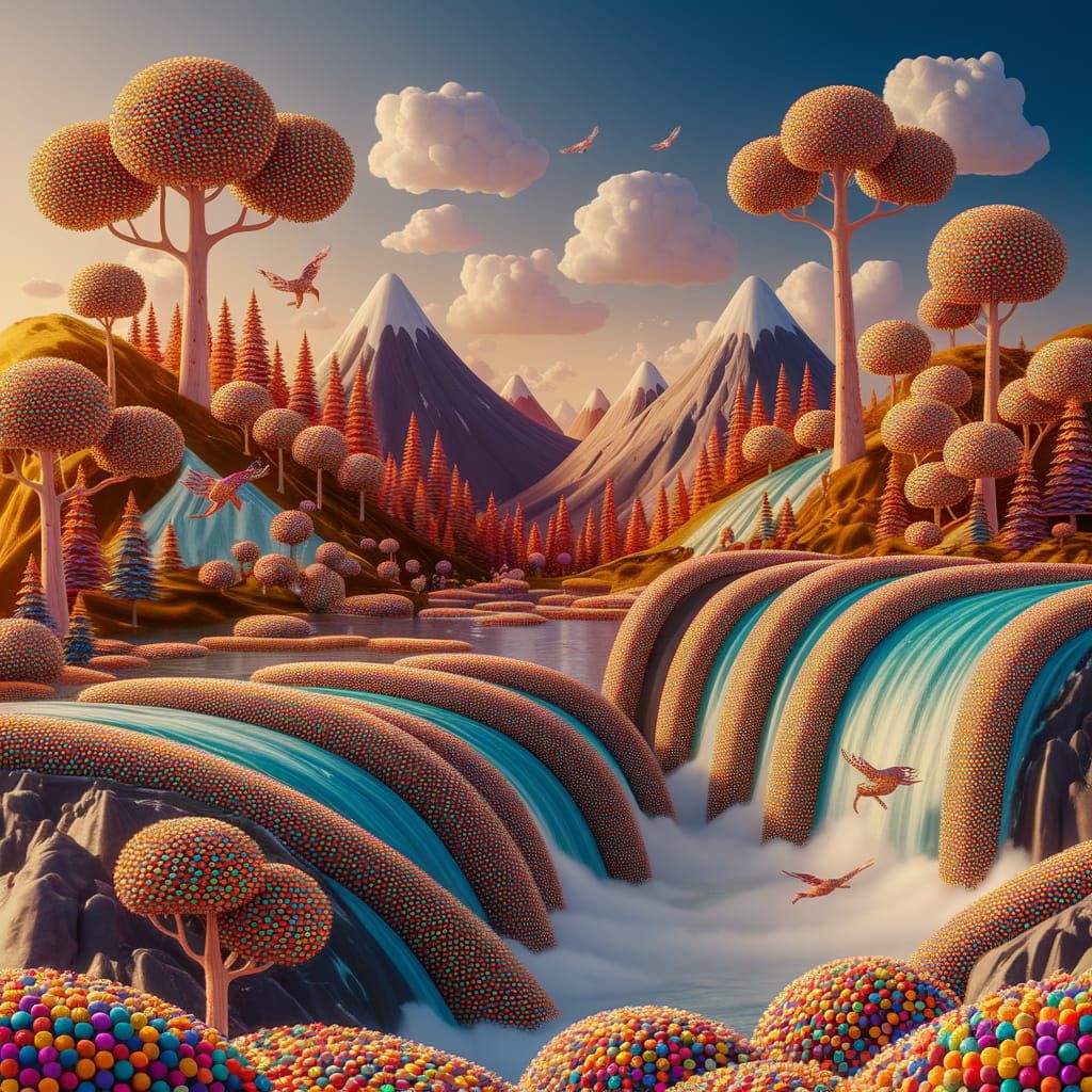 Colorful Polka Dot Landscape in 3D