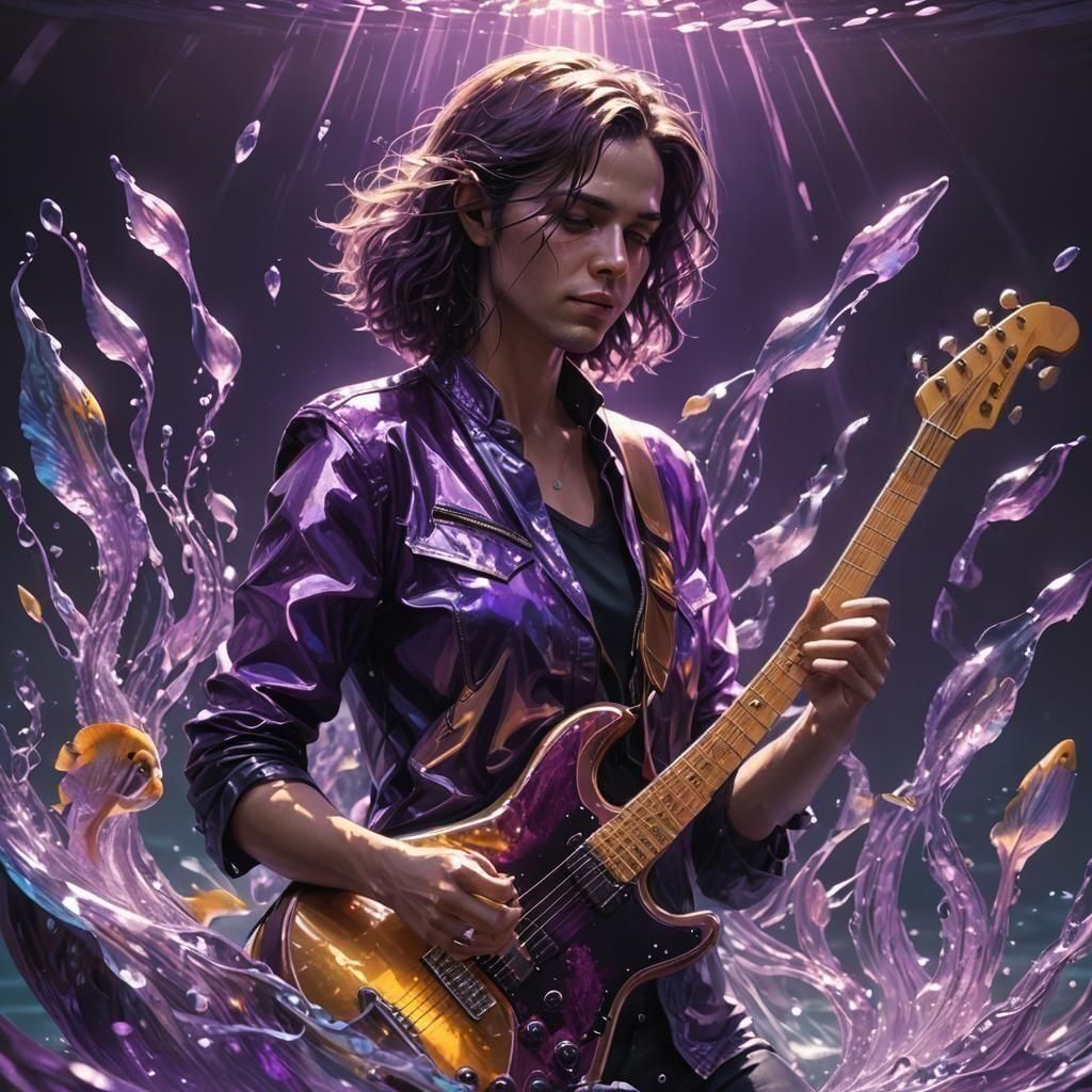 Underwater Glass Guitar: Hyperdetailed Concept Art