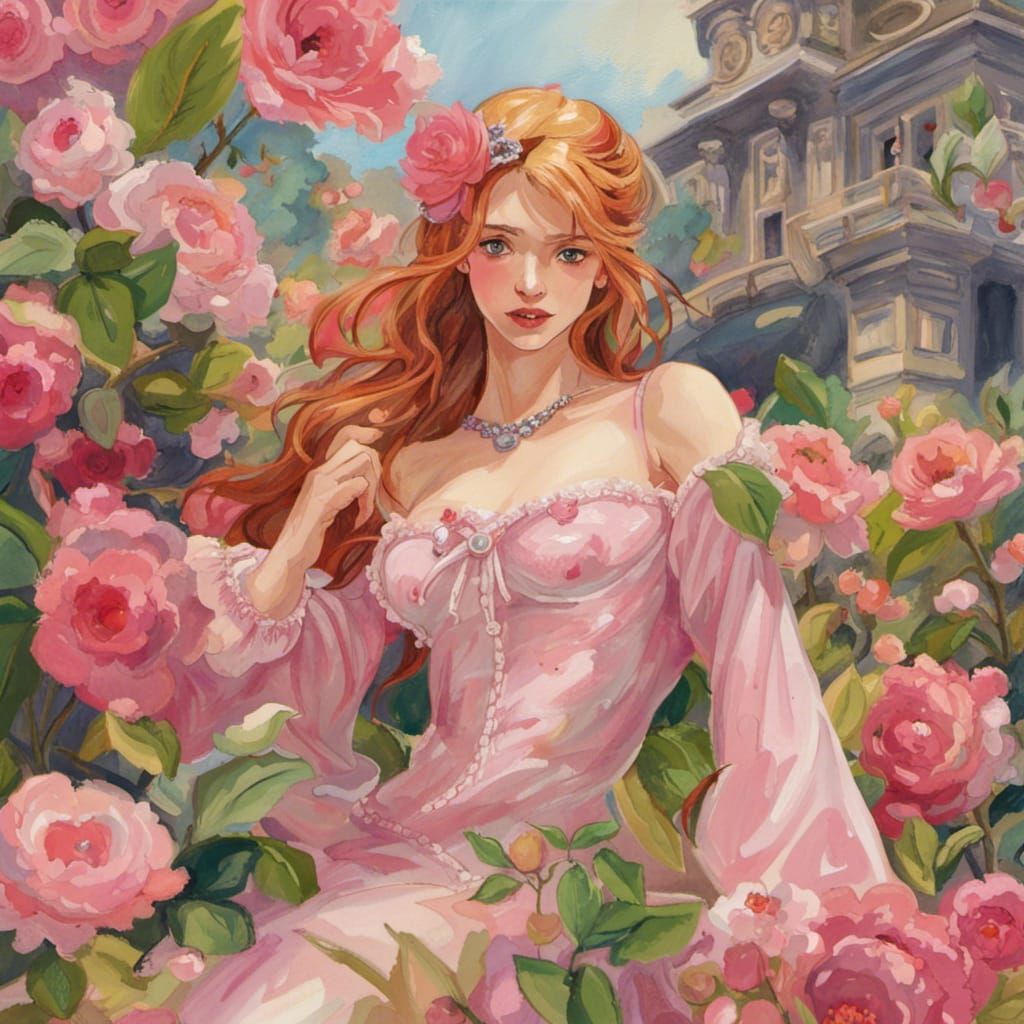 Pink-Haired Fairy Princess in Impressionist Style