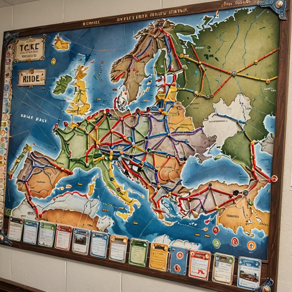 Ticket to Ride Game Board Map in Train Car