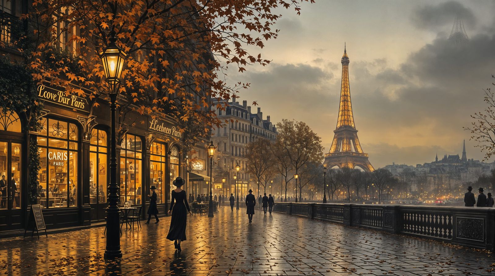 Autumn Evening on a Parisian Street in Painterly Style