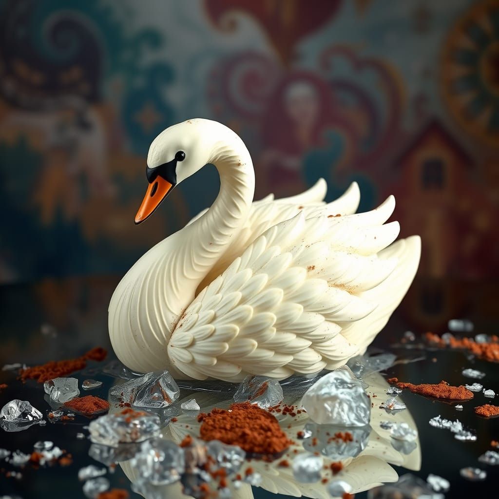 Chocolate Swan Sculpture on Sugar Glass Lake