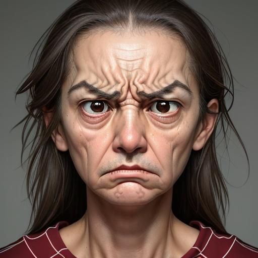 A furrowed brow or a frown can indicate the effort to understand what's happening.