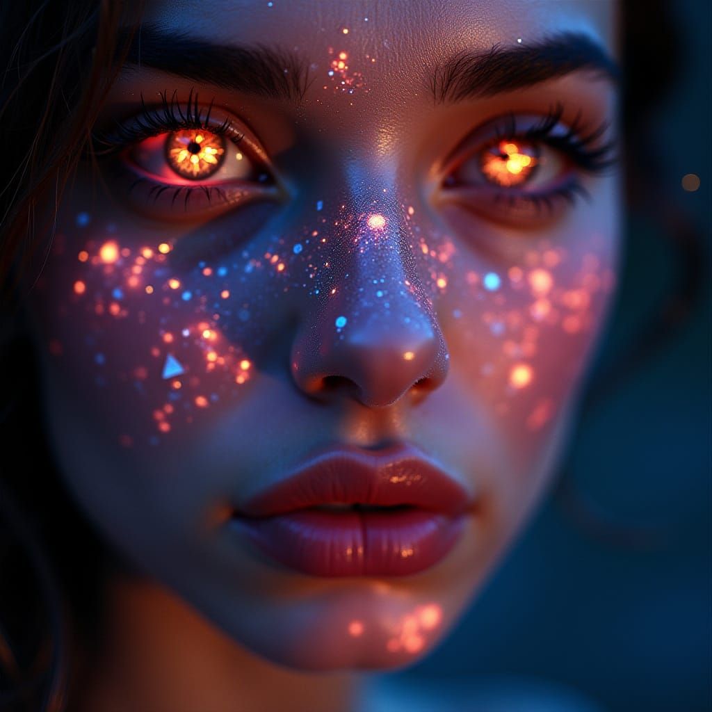 Diamond Face: Kaleidoscopic Light Refraction in 8K