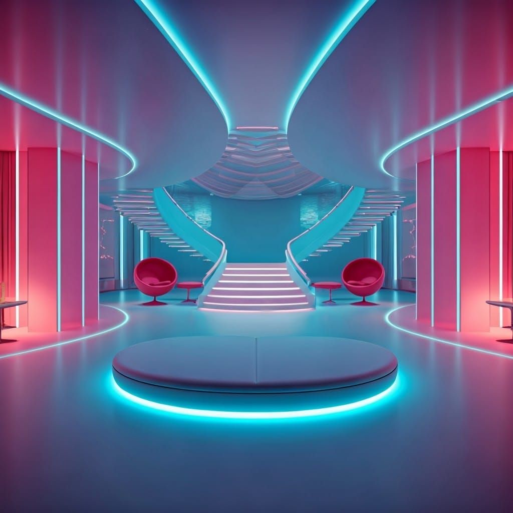 Space-Age Living Room in Retro-Futurist Style