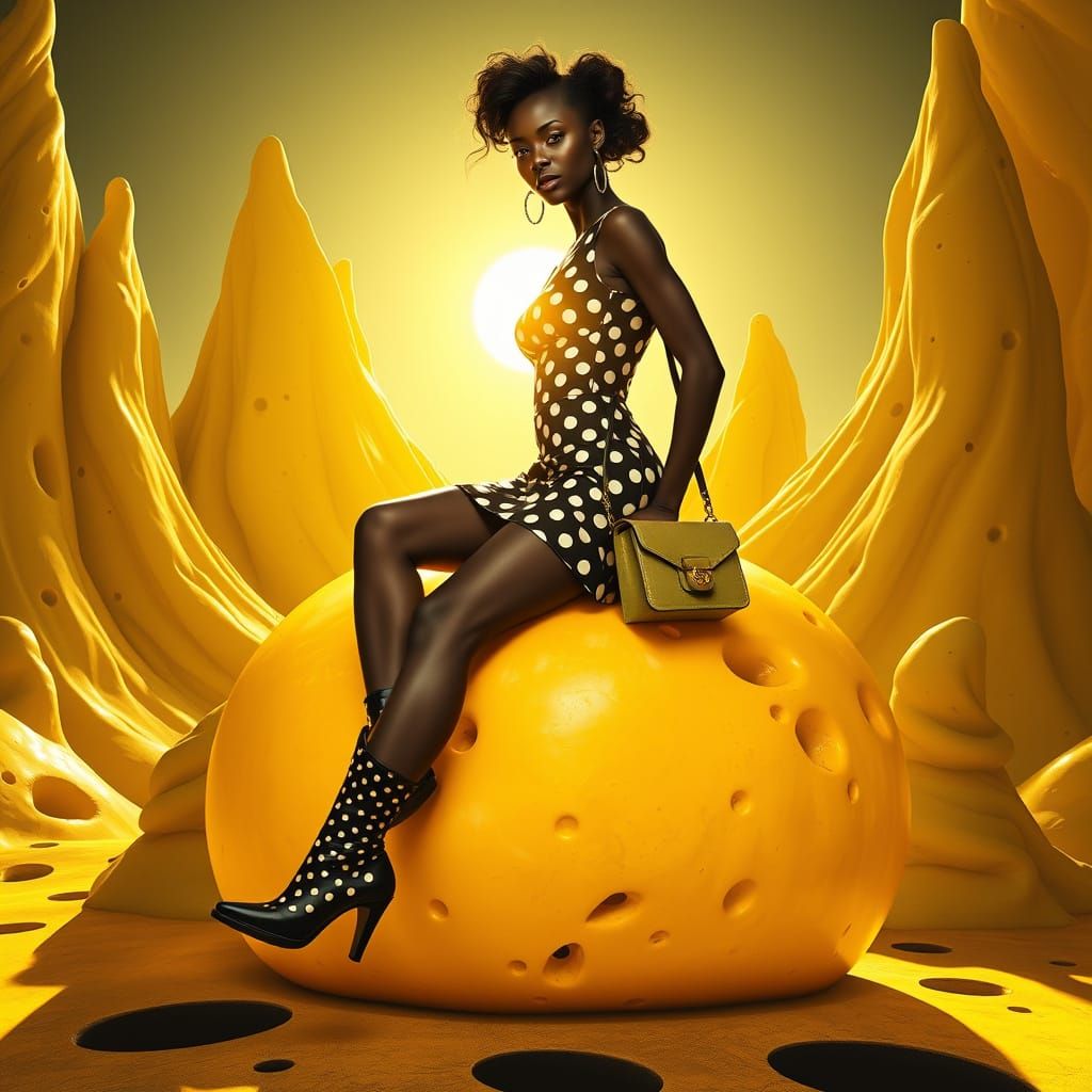 Polka Dot Fashion in a Surrealist Dreamscape