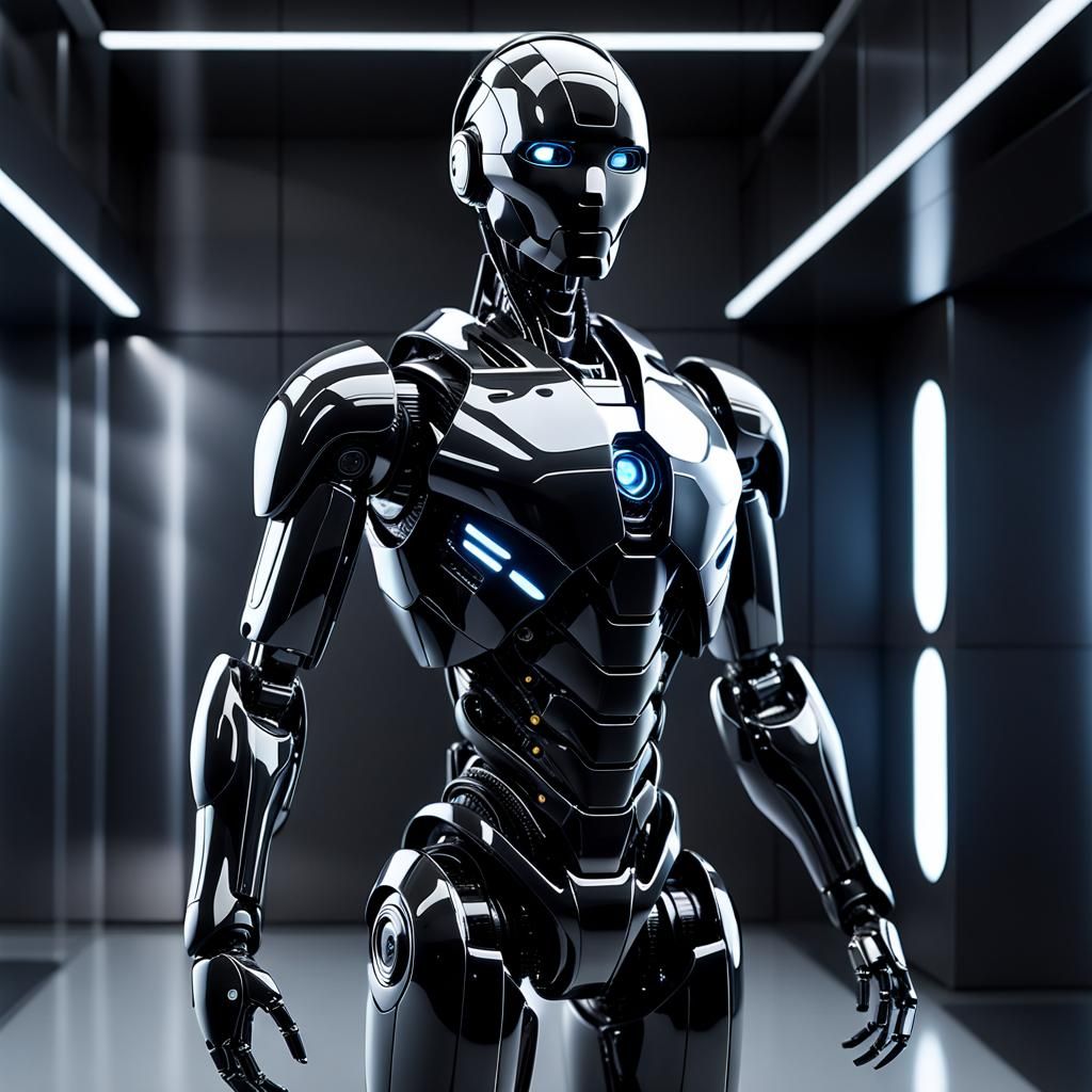 Sleek Futuristic Robot in Sterile Environment