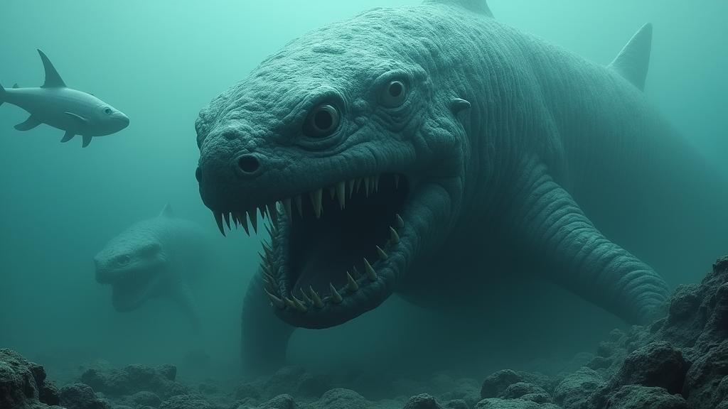 Monstrous Megalodon-Leviathan Hybrid Leering Ominously