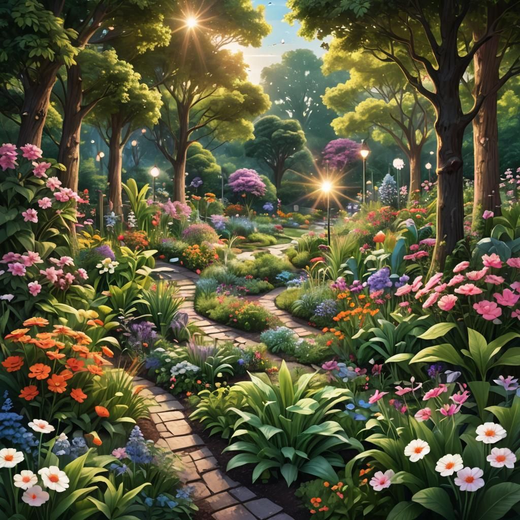 Lush Garden of Online Learning: Digital Illustration