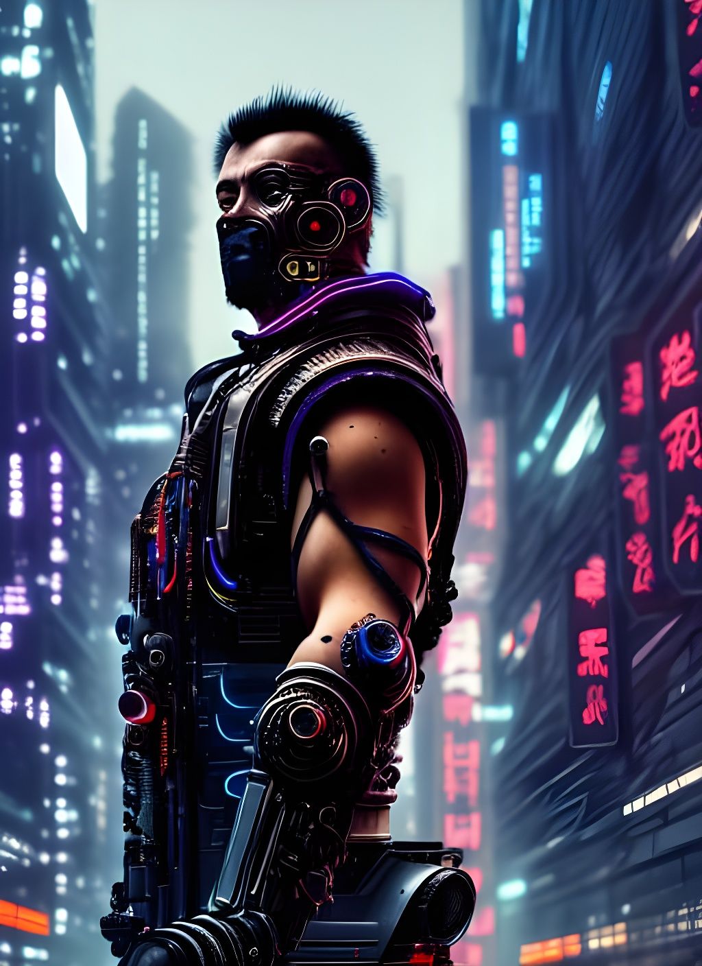 Cyberpunk Ronin Warrior Portrait in Edgerunners Style