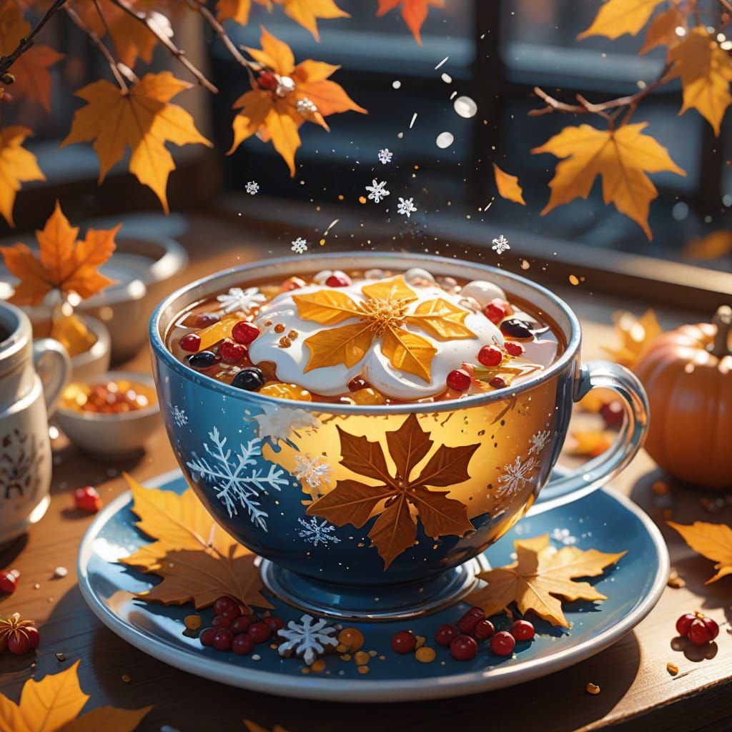 Surreal Cup Holding All Four Seasons