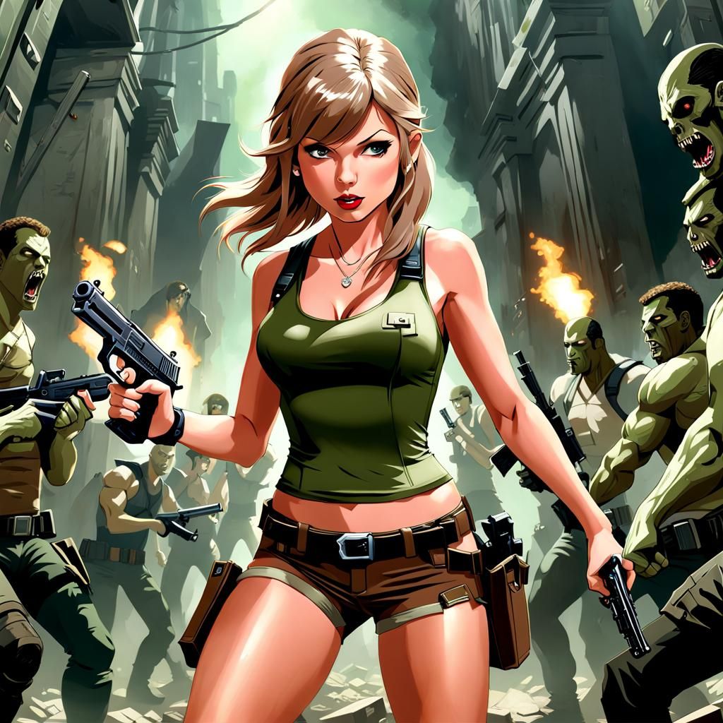 Adventurer Gunslinger in Sinister Zombie Landscape