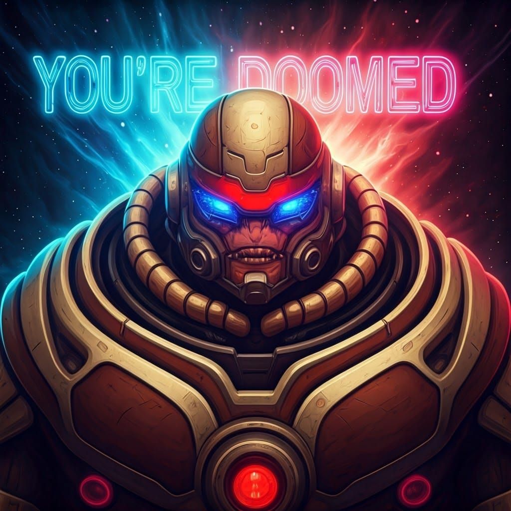 Epic Alien Warrior in Neon-Lit Space