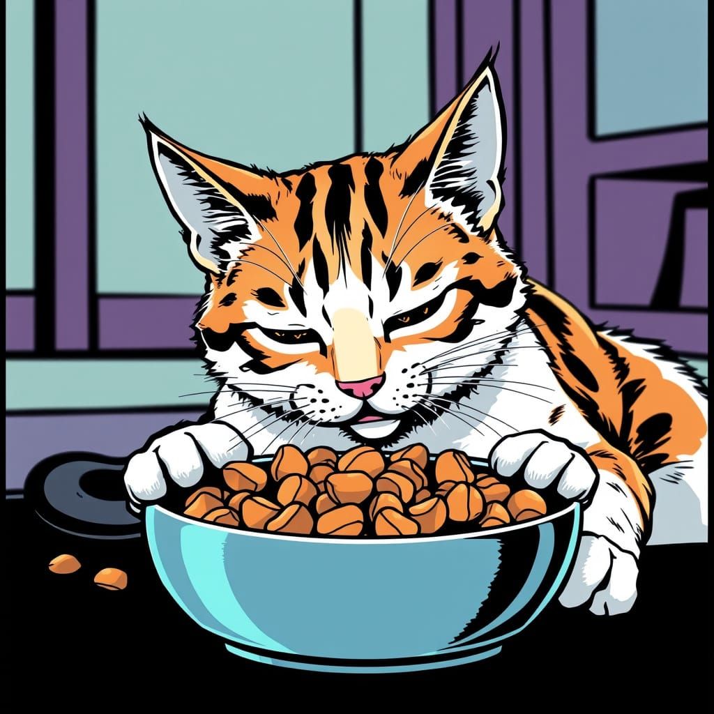 Feline Fun in Comic Book Style