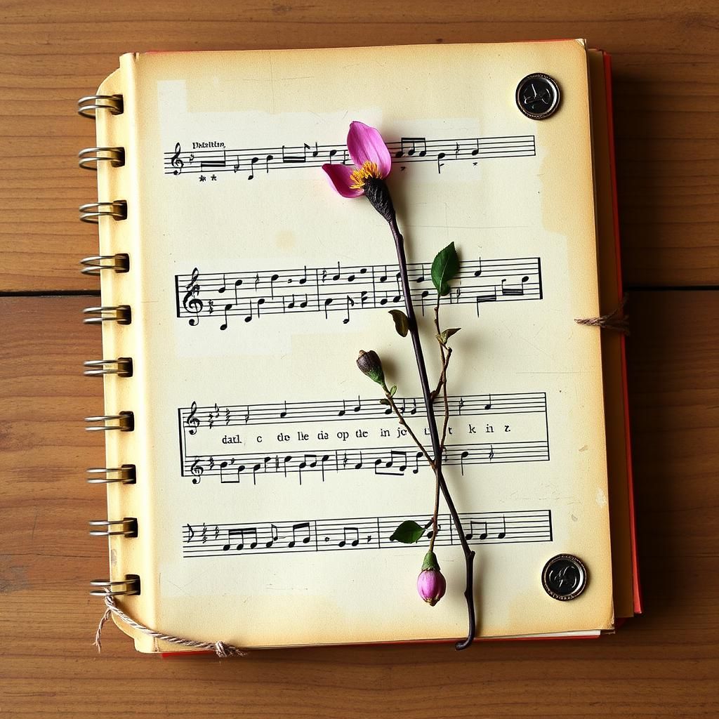 Vintage Junk Journal Cover with Music Notes