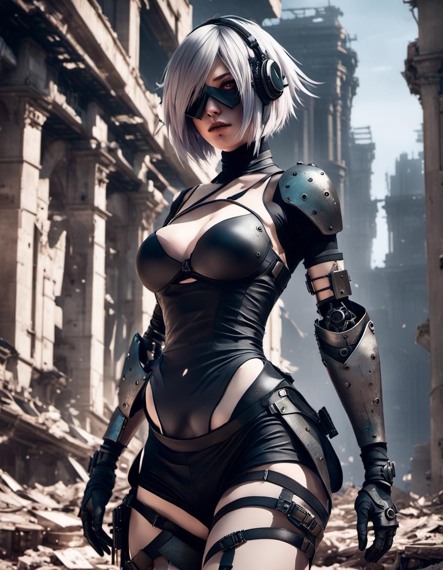 Sensual JYoRHa 2B in City Ruins