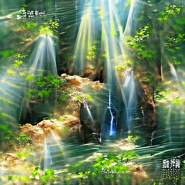 Lush Forest Scene in Springtime Bloom