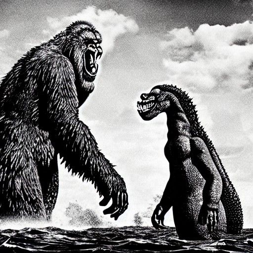 Psychedelic King Kong, Godzilla, and Nessie