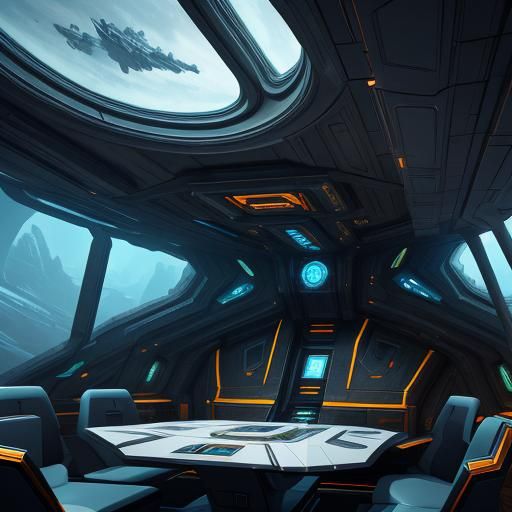 Futuristic Alien Ship Interior in Detailed Matte Painting