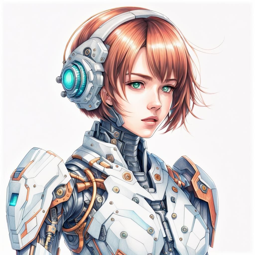 A scifi anime girl pencil sketch...