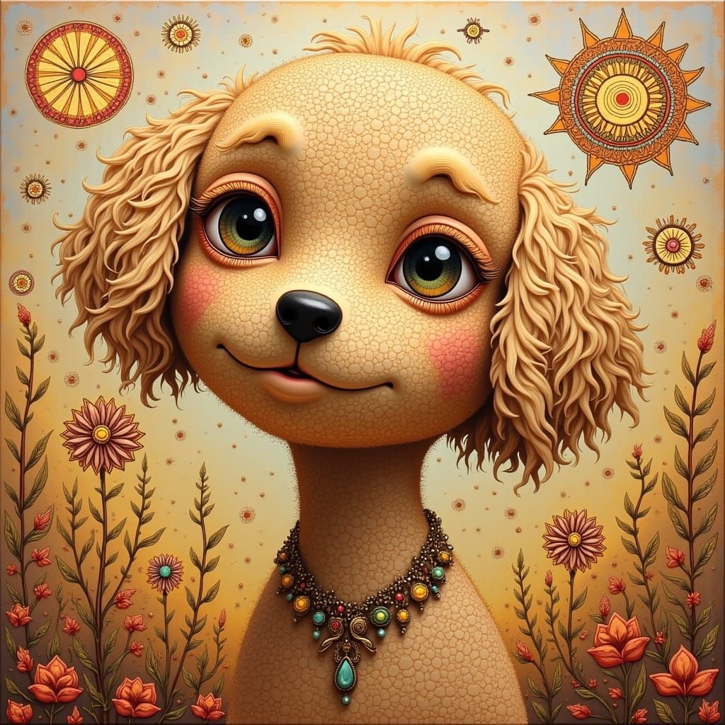 Whimsical Golden Doodle in Enchanted Wonderland