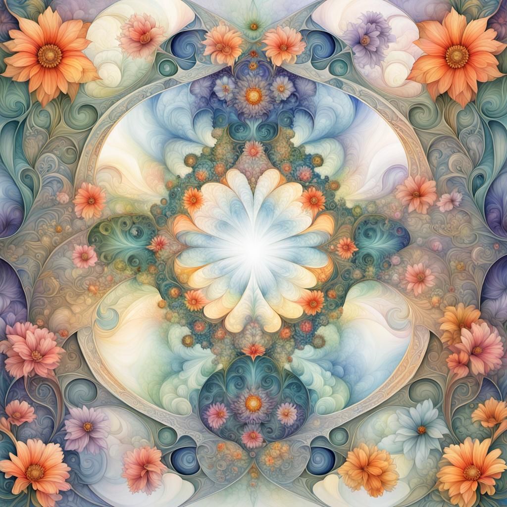 Fractal Flower Portal in Art Nouveau Style