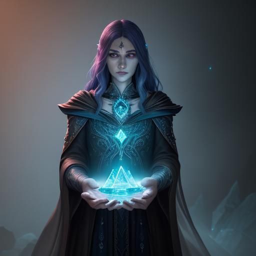 Mystical Sorceress with Crystal Artifact: Fantasy Concept Ar...