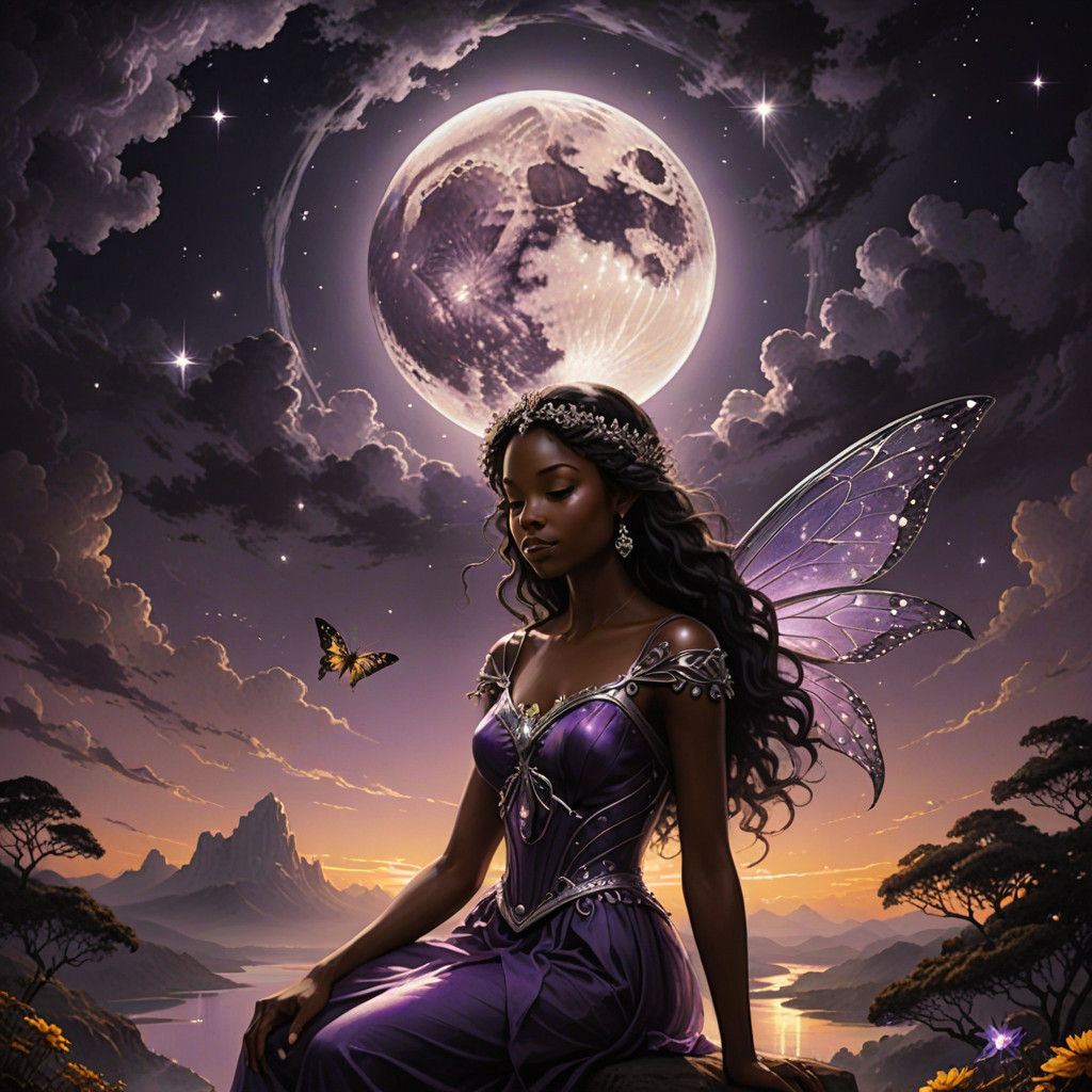 Mystical Fairy in Golden Sunset Glow