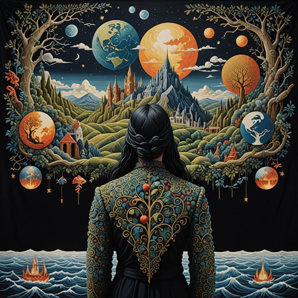 Surreal Fantasy Figures in a Moody Tapestry