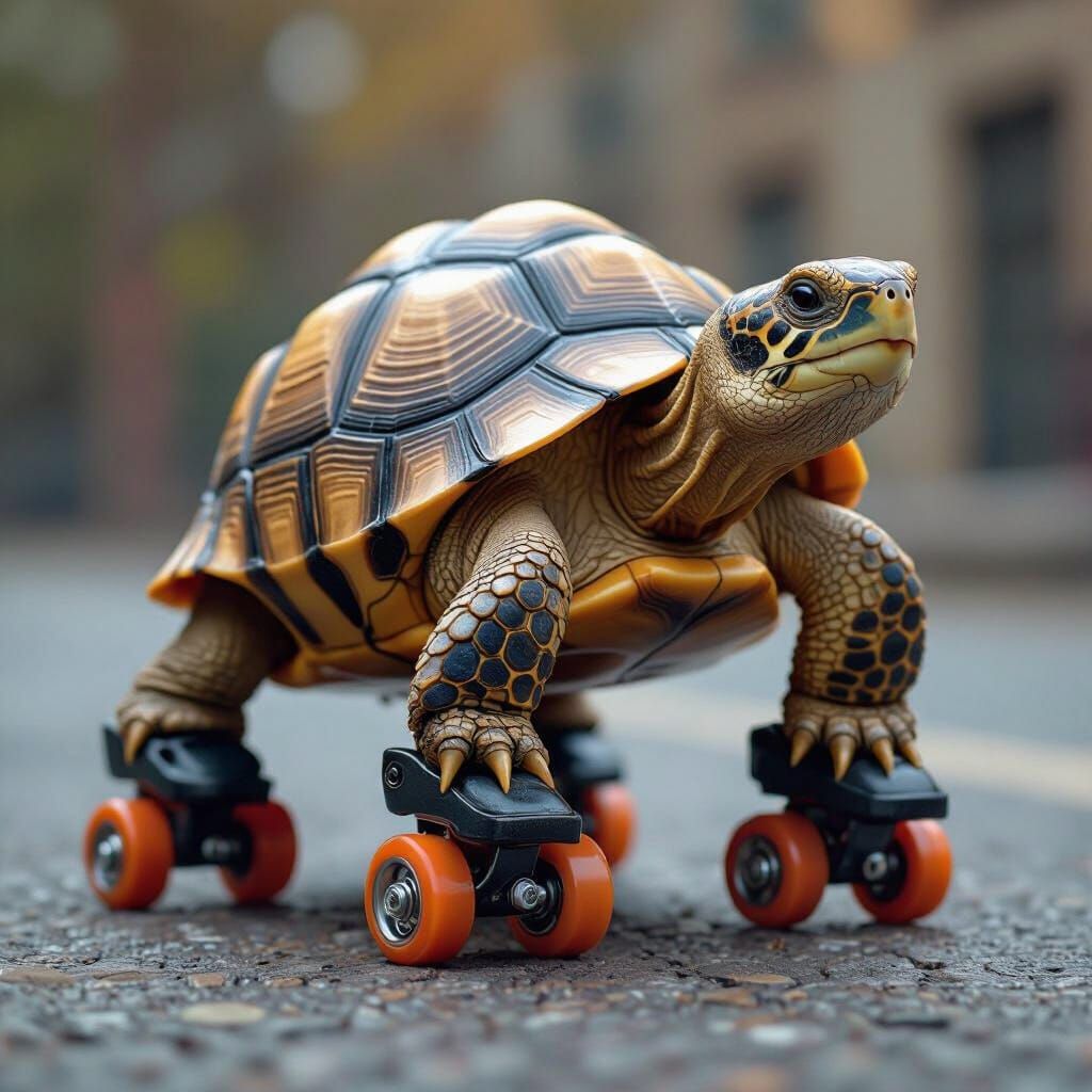 Realistic Tortoise on Roller Skates