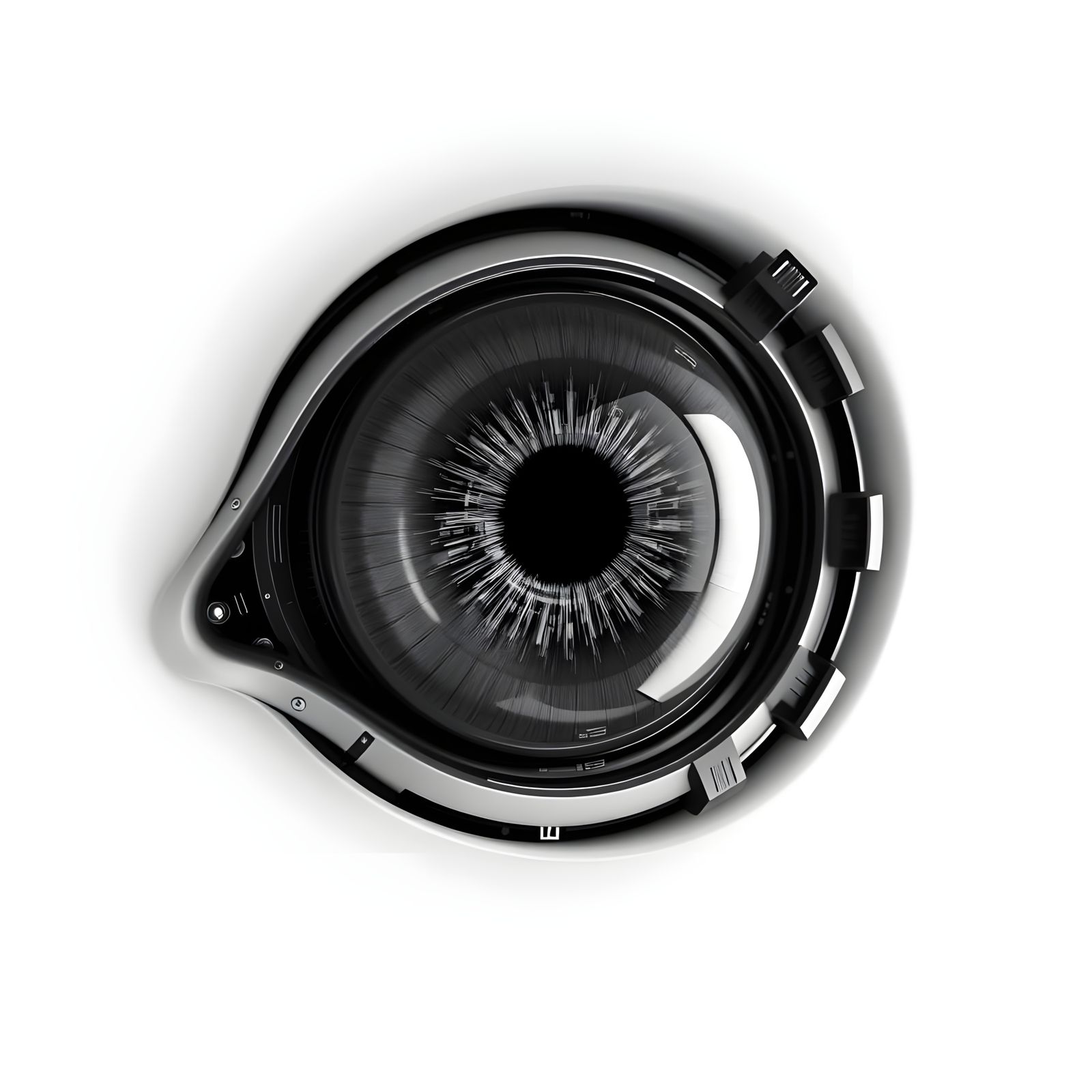 Futuristic Robotic Eye in Monochromatic Minimalism