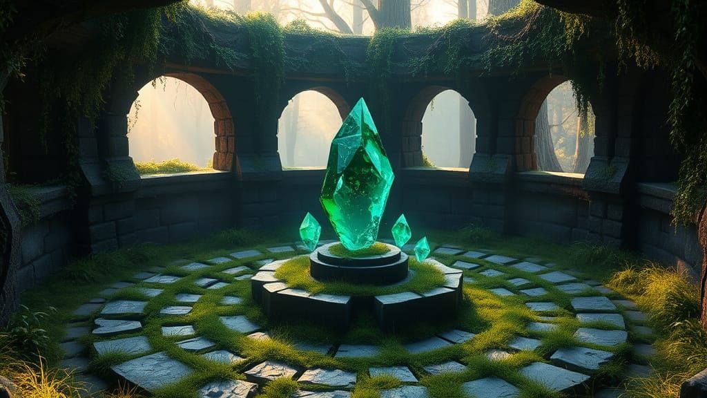 Ancient Druid's Study in Enchanted Forest