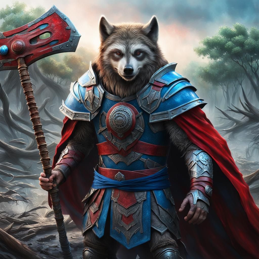 Wolf Sloth Warrior in Cybernetic Viking Armor
